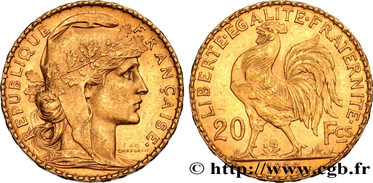 20 francs or Coq, Dieu protège la France 1899 Paris F.534/2 SPL55 