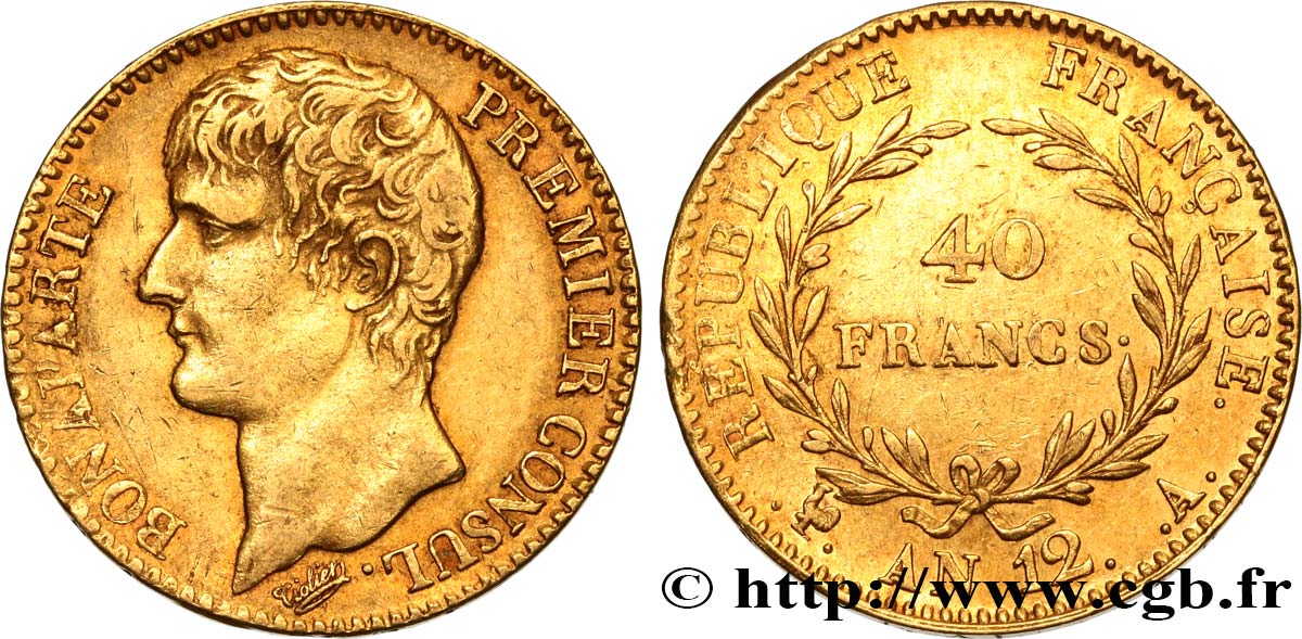 40 francs or Bonaparte Premier Consul 1804 Paris F.536/6 MBC48 