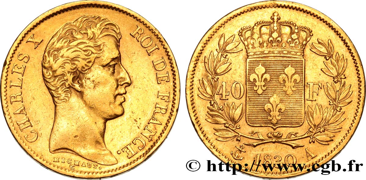40 francs or Charles X, 2e type 1830 Paris F.544/5 XF45 