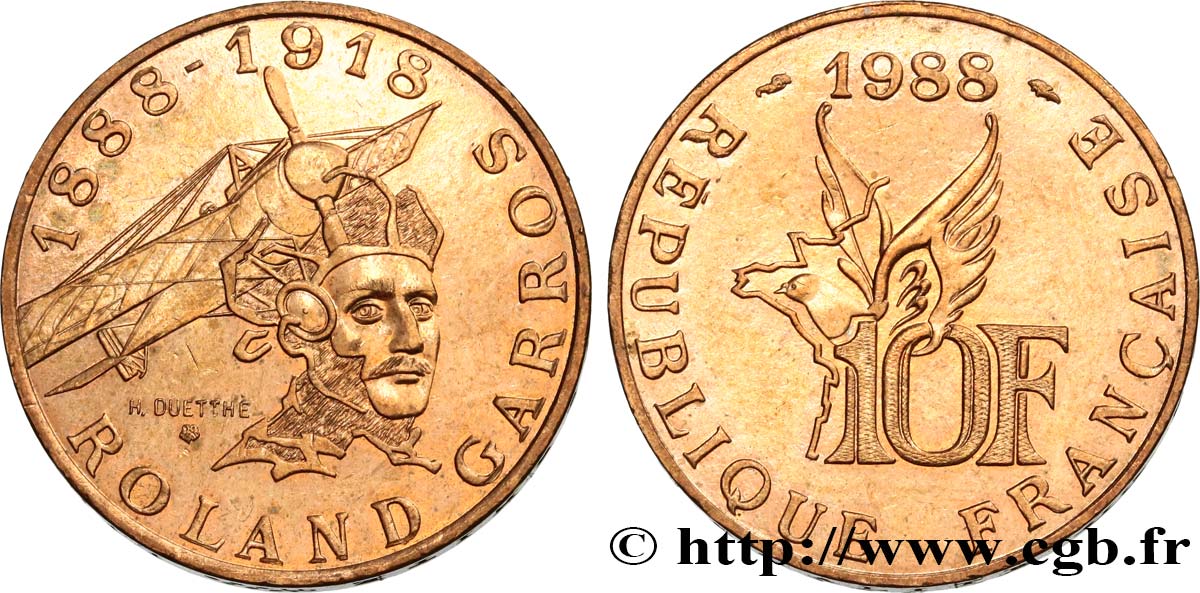 10 francs Roland Garros 1988  F.372/2 MS60 