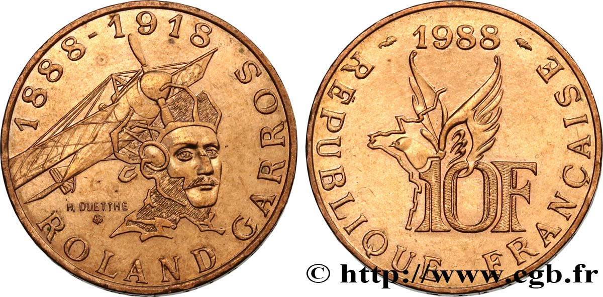 10 francs Roland Garros 1988  F.372/2 MS60 