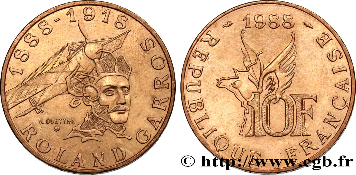 10 francs Roland Garros 1988  F.372/2 SUP62 