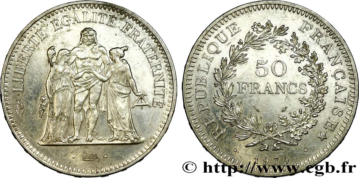 50 francs Hercule, avers de la 20 francs 1974  F.426/1 AU 