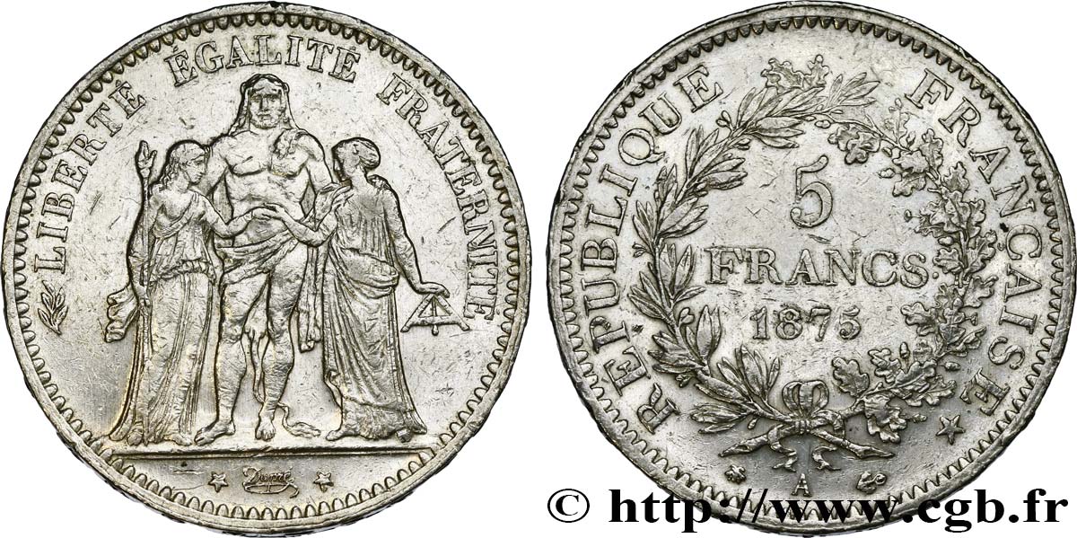 5 francs Hercule 1875 Paris F.334/14 MB 