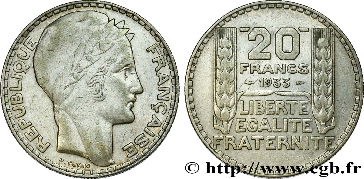 20 francs Turin, rameaux longs 1933  F.400/5 SS 