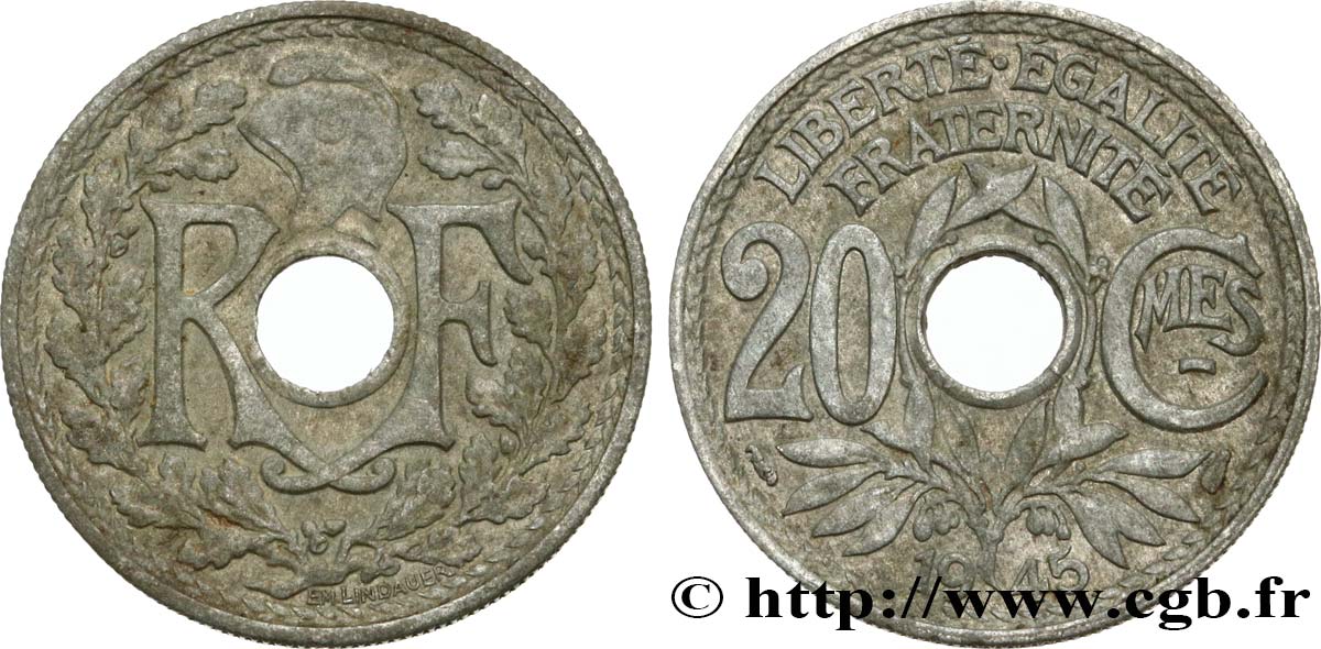 20 centimes Lindauer 1945  F.155/2 VF35 