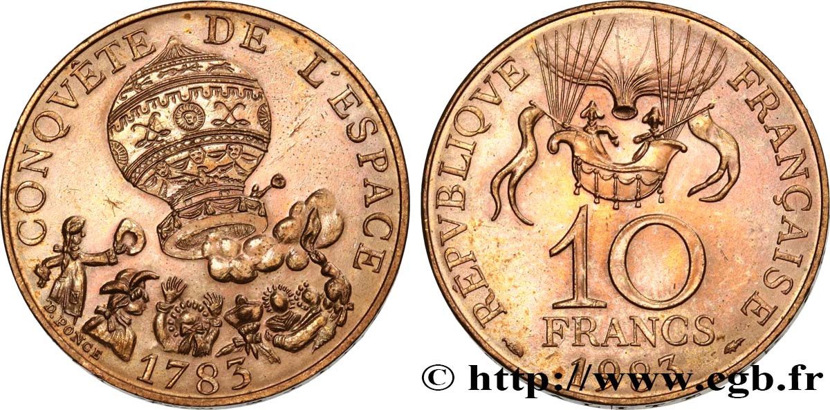 10 francs Conquête de l’Espace 1983  F.367/2 EBC 
