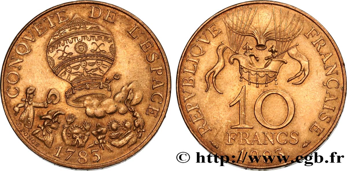 10 francs Conquête de l’Espace 1983  F.367/2 AU55 