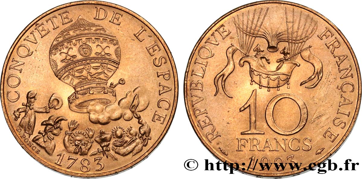 10 francs Conquête de l’Espace 1983  F.367/2 AU58 