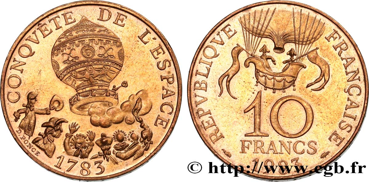 10 francs Conquête de l’Espace 1983  F.367/2 SUP58 