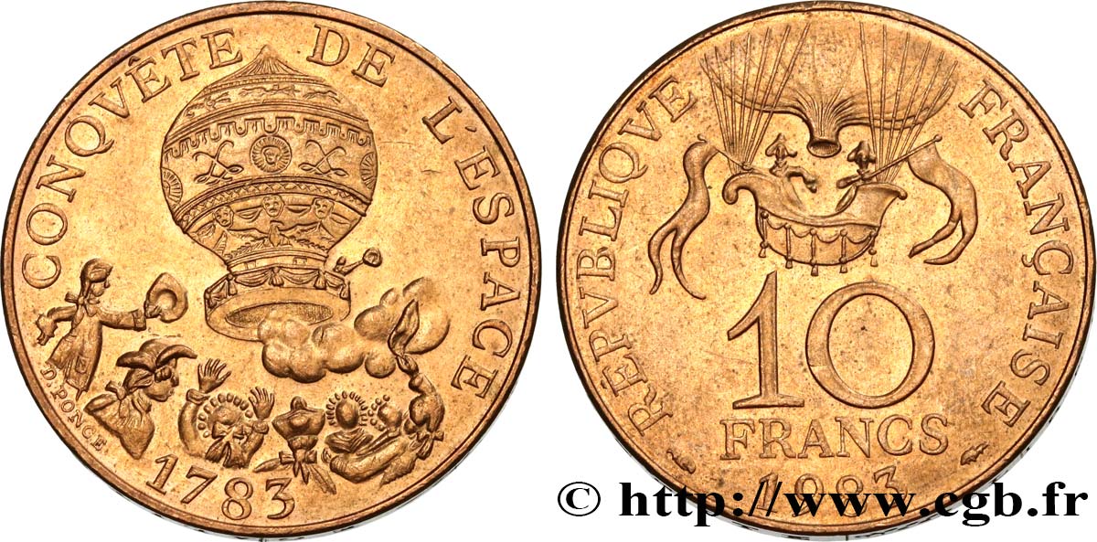 10 francs Conquête de l’Espace 1983  F.367/2 EBC58 