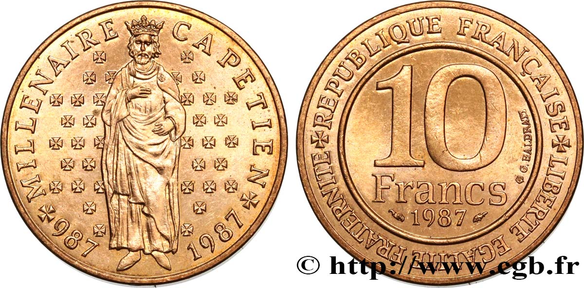 10 francs Millénaire Capétien 1987  F.371/2 SUP62 