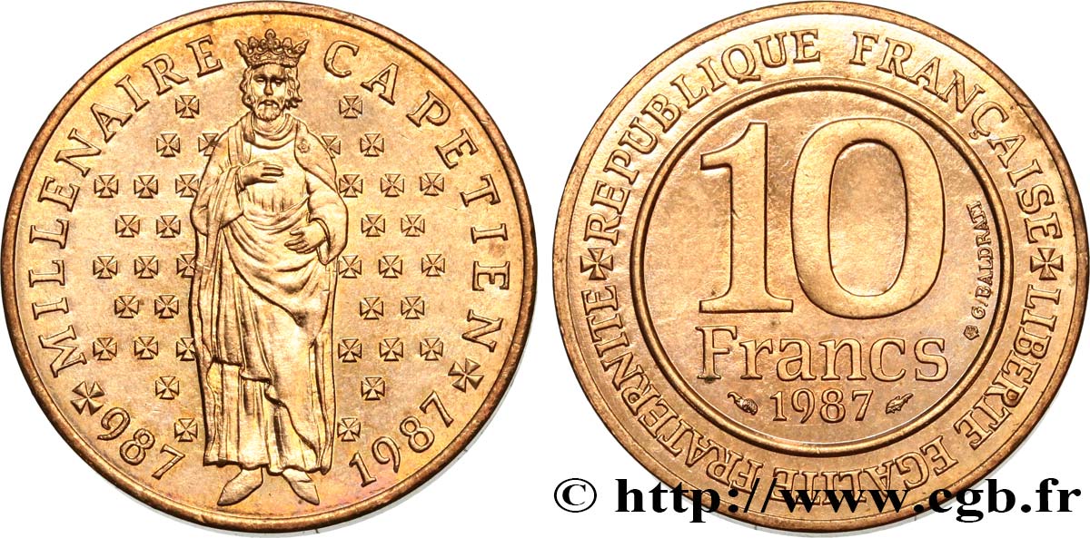 10 francs Millénaire Capétien 1987  F.371/2 VZ62 