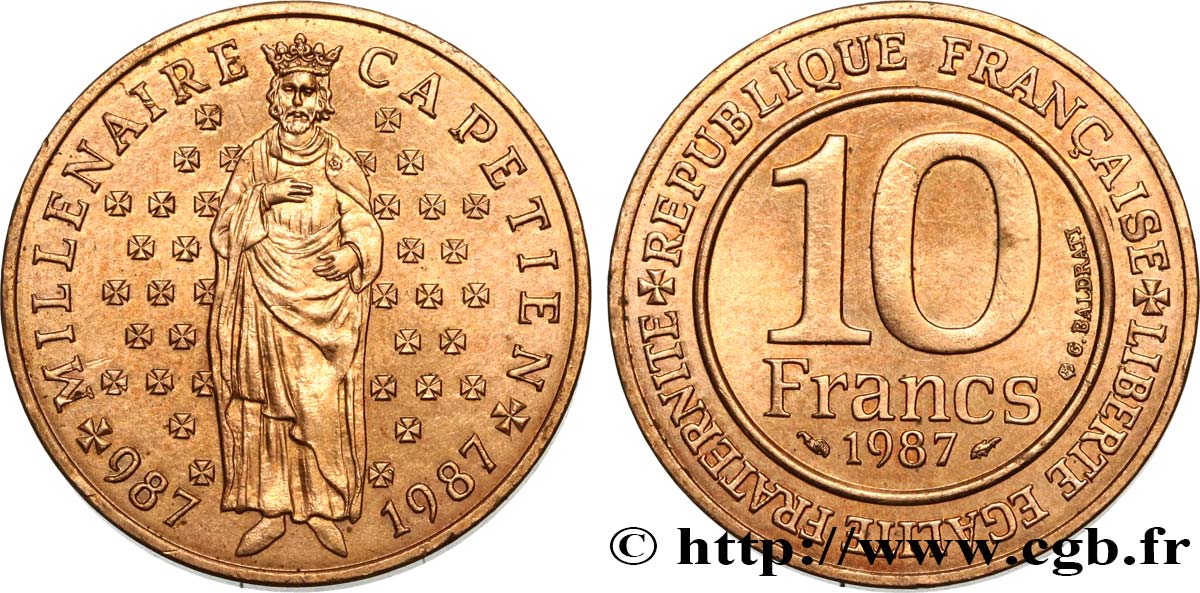10 francs Millénaire Capétien 1987  F.371/2 VZ62 