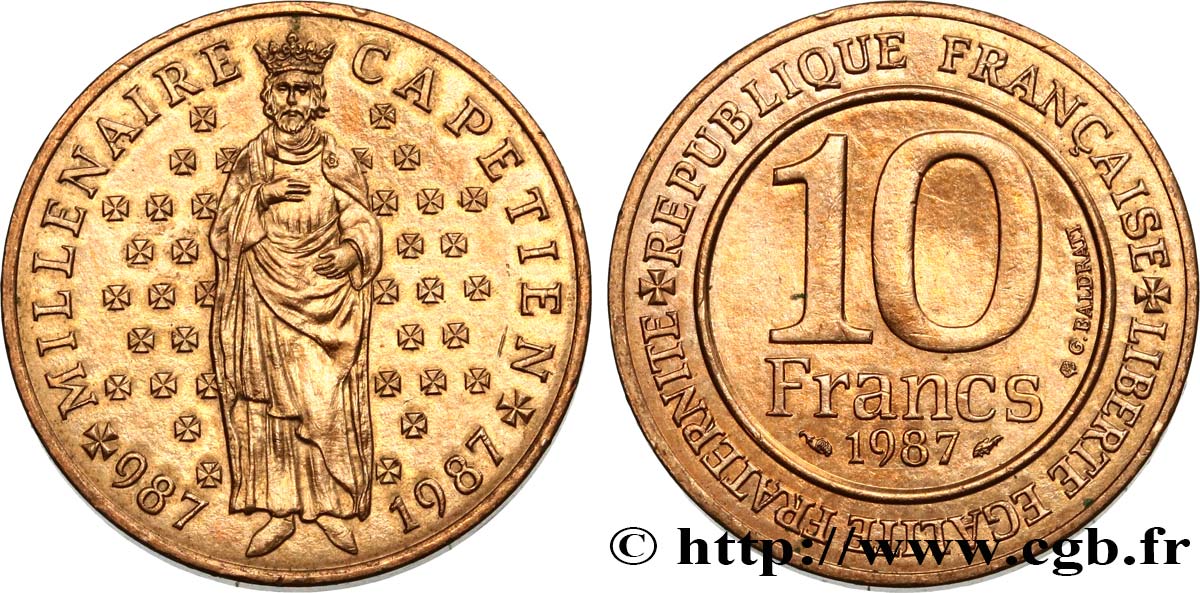 10 francs Millénaire Capétien 1987  F.371/2 SUP60 