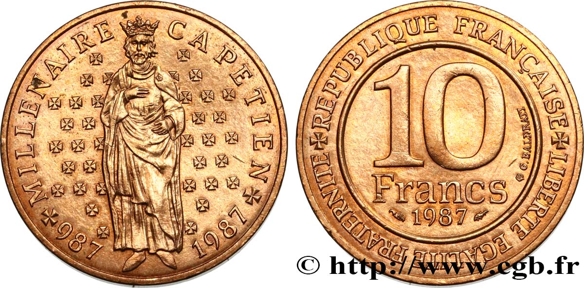 10 francs Millénaire Capétien 1987  F.371/2 EBC60 