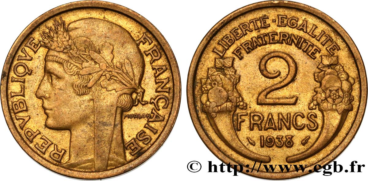 2 francs Morlon 1938  F.268/11 AU52 