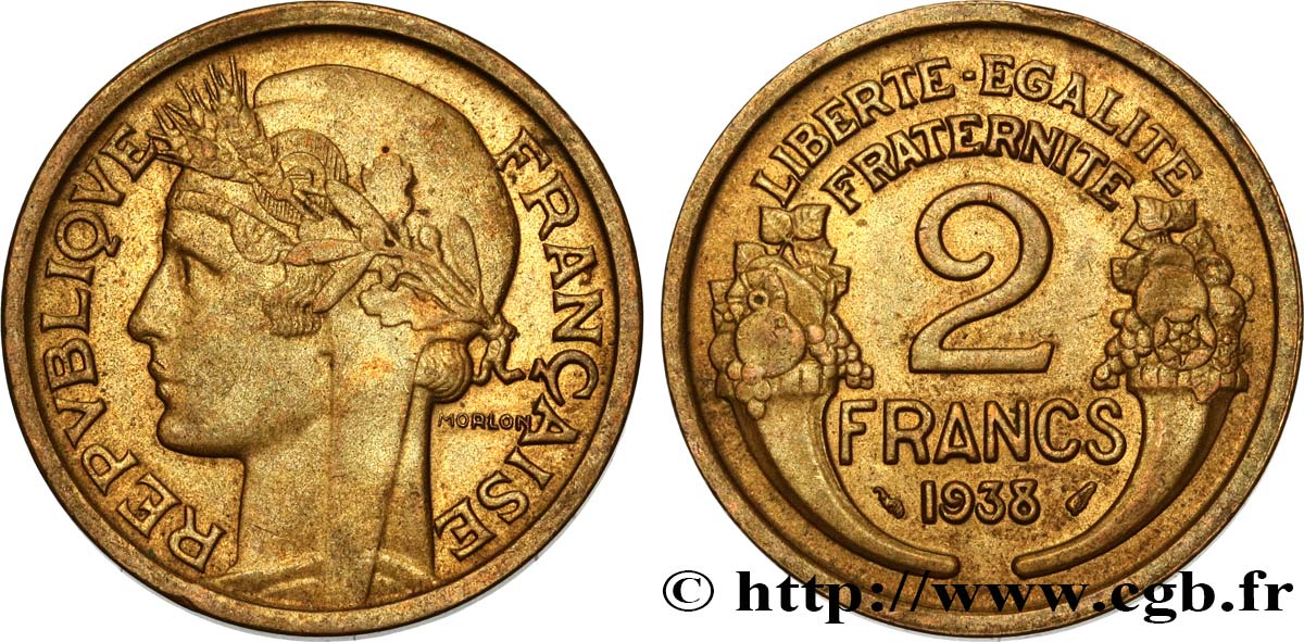 2 francs Morlon 1938  F.268/11 AU58 