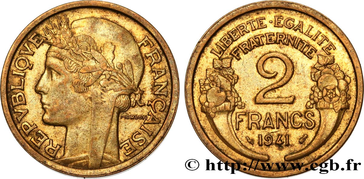 2 francs Morlon 1941  F.268/14 AU52 