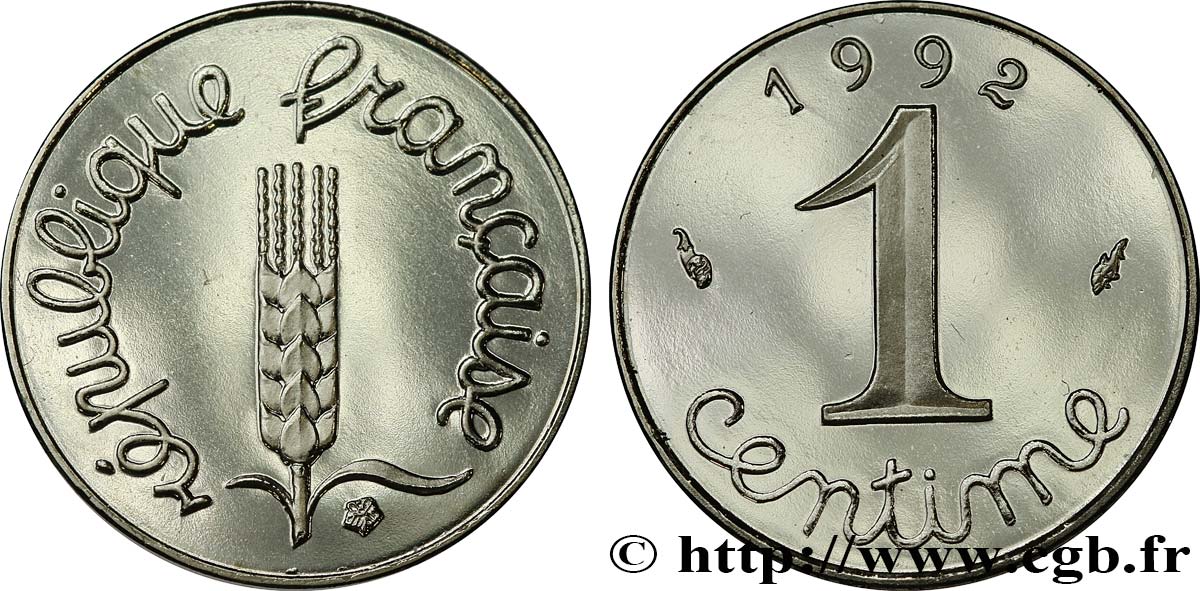 1 centime Épi, Belle Épreuve, frappe monnaie 1992 Pessac F.106/50 var. MS 