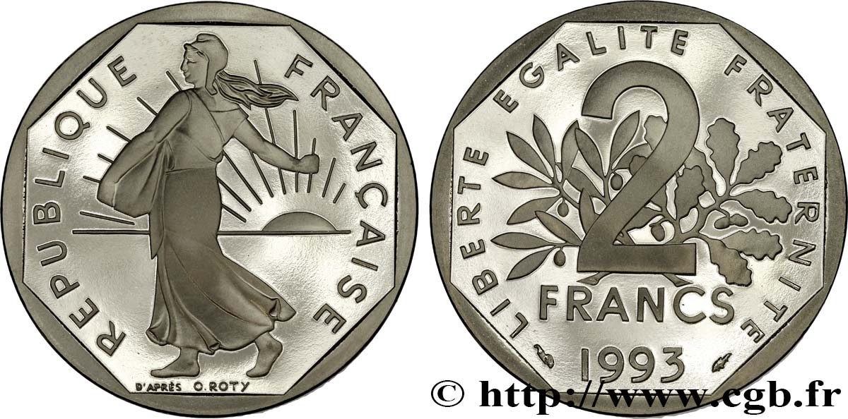 2 francs Semeuse, nickel, Belle Épreuve 1993 Pessac F.272/19 var. MS 