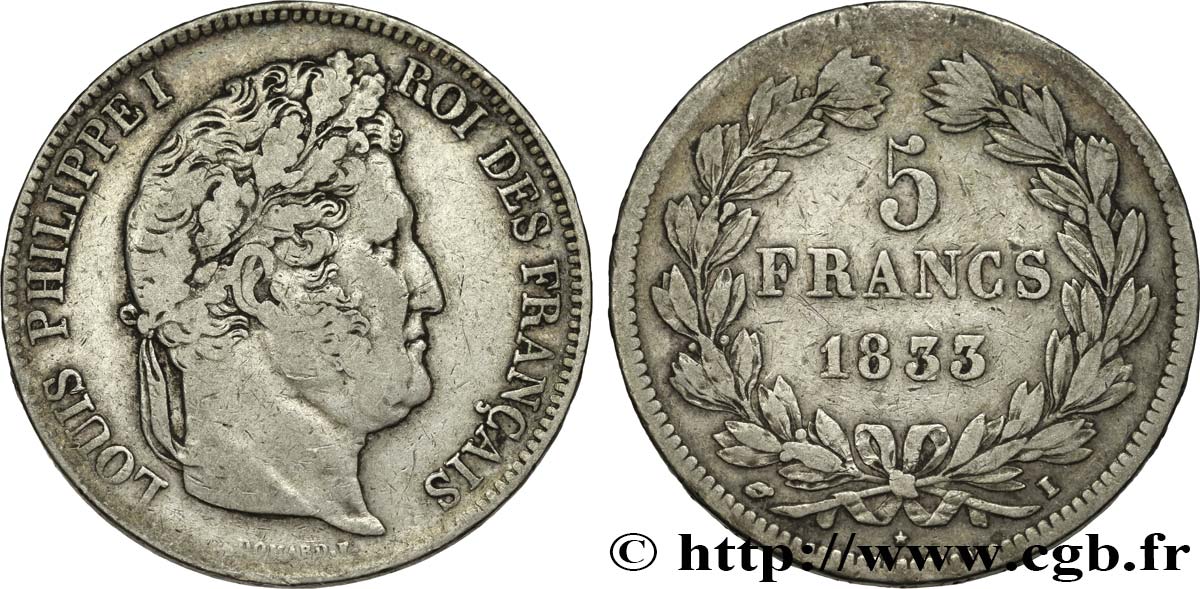 5 francs IIe type Domard 1833 Limoges F.324/20 S 