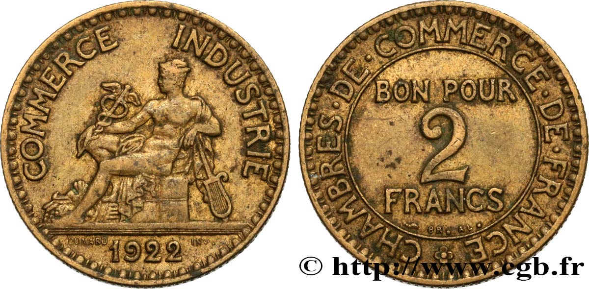 2 francs Chambres de Commerce 1922  F.267/4 TTB48 