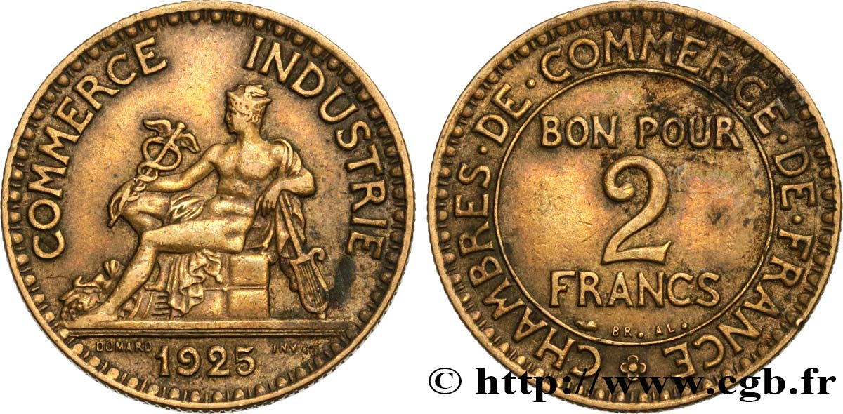 2 francs Chambres de Commerce 1925  F.267/7 XF45 