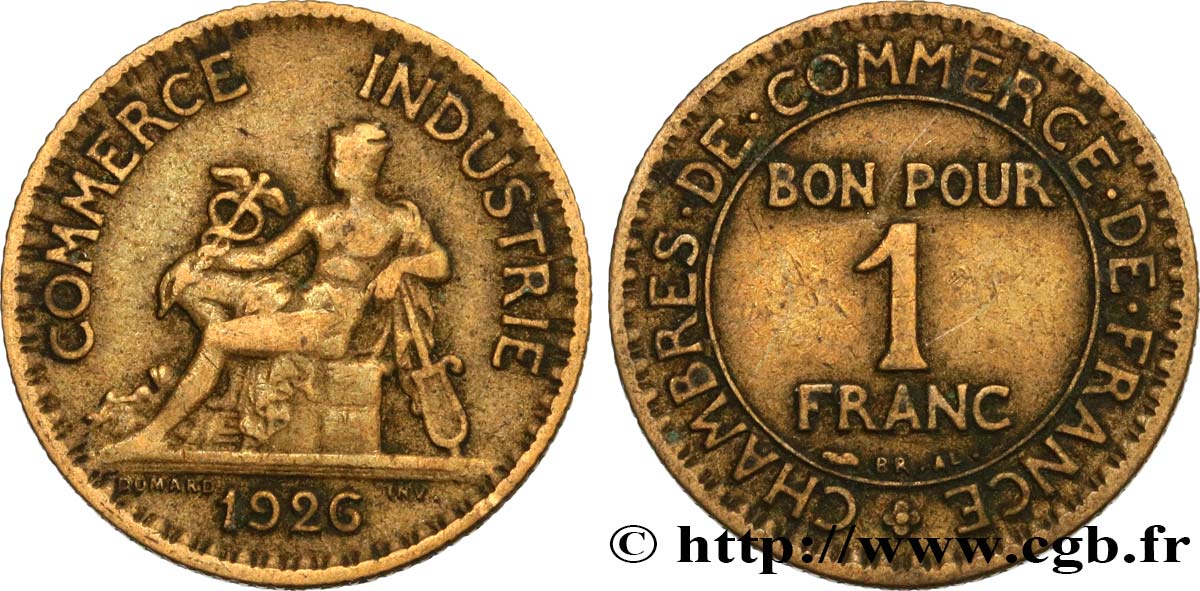 1 franc Chambres de Commerce 1926 Paris F.218/8 TB25 