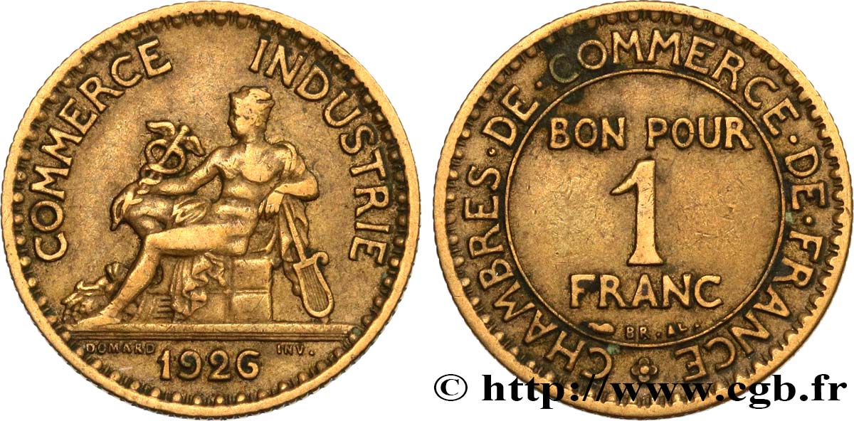 1 franc Chambres de Commerce 1926 Paris F.218/8 VF35 