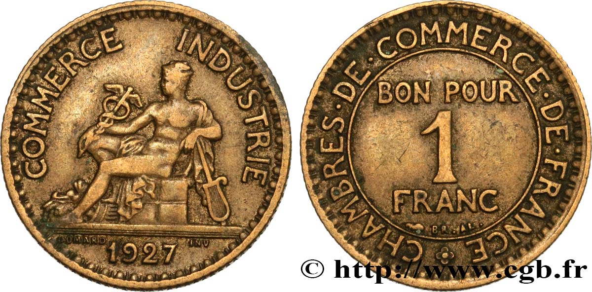 1 franc Chambres de Commerce 1927 Paris F.218/9 VF35 
