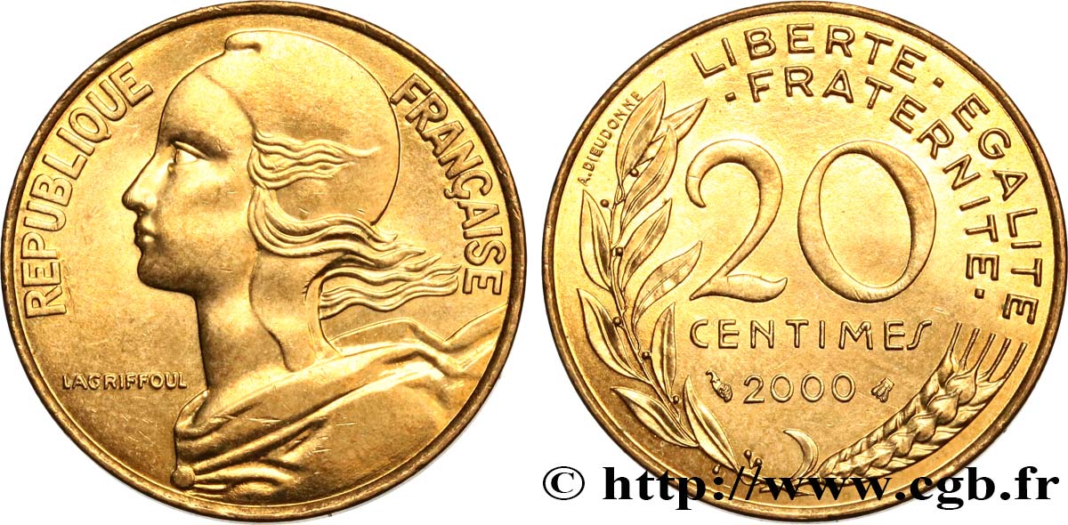 20 centimes Marianne 2000 Pessac F.156/45 EBC62 