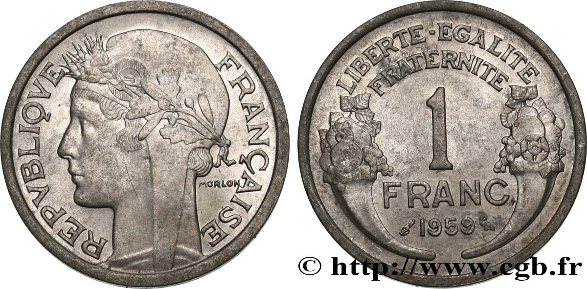 1 franc Morlon, légère 1959  F.221/23 EBC60 