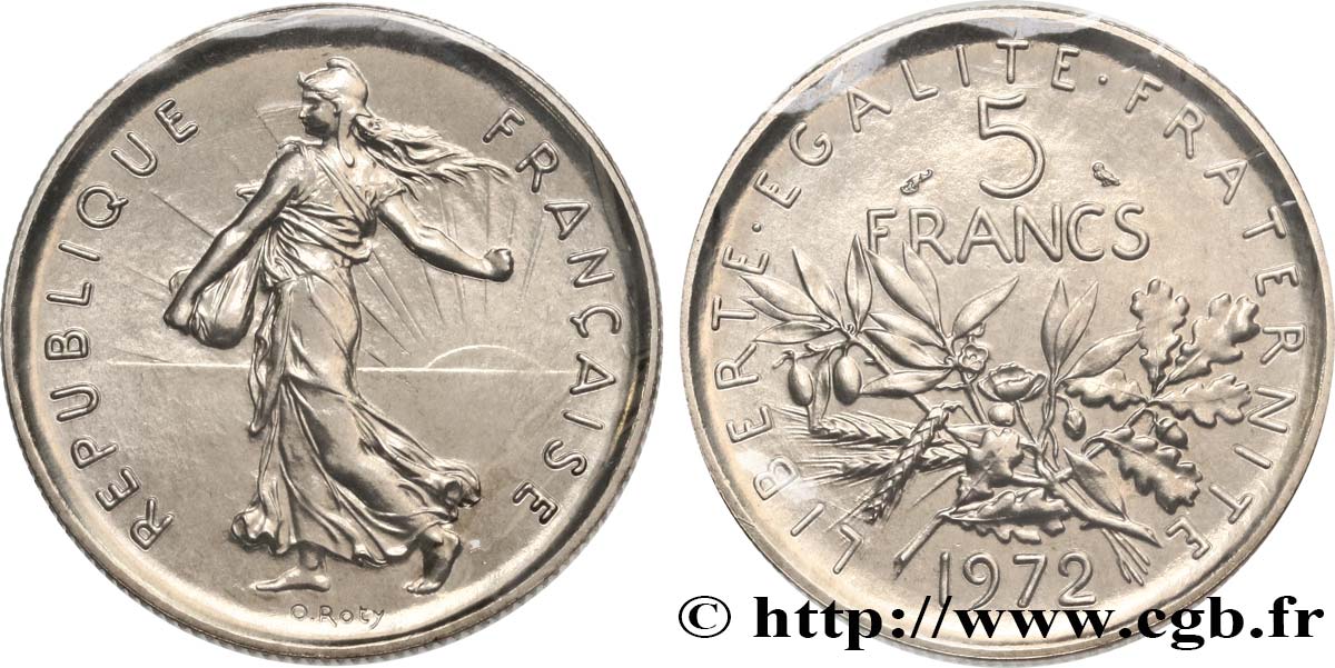 5 francs Semeuse, nickel 1972 Paris F.341/4 FDC 