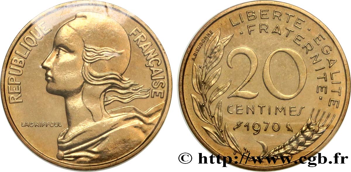 20 centimes Marianne 1970 Paris F.156/10 FDC 