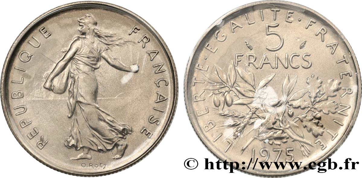5 francs Semeuse, nickel 1975 Paris F.341/7 FDC 