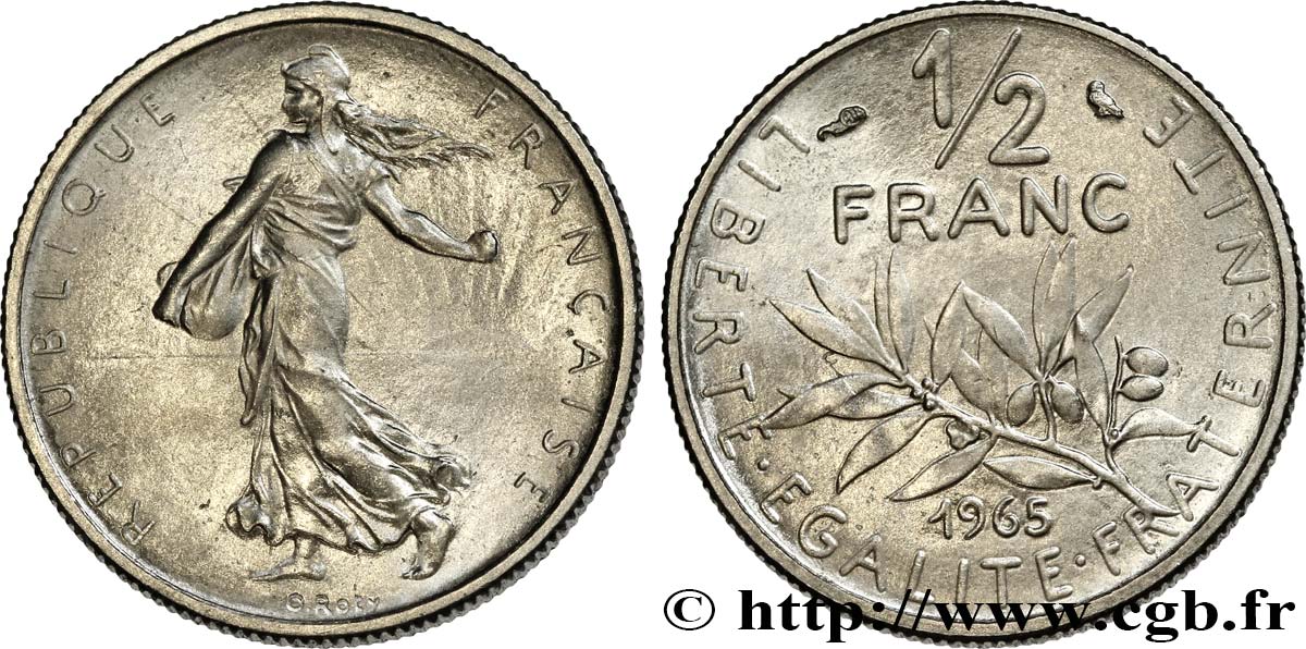 1/2 franc Semeuse, caractères fins 1965 Paris F.198/3 MS 