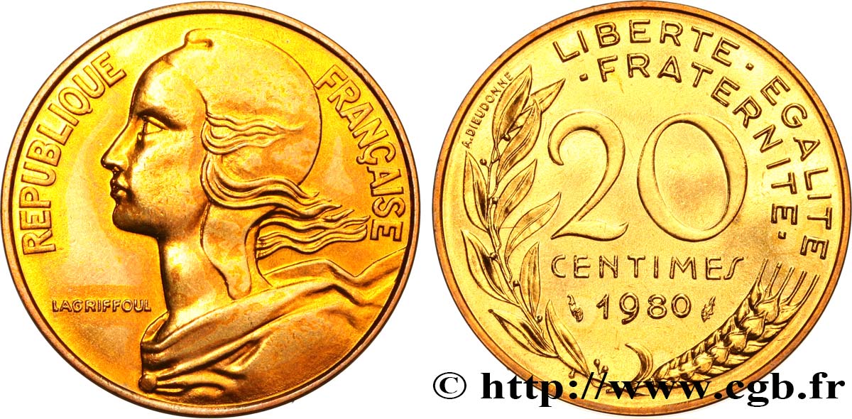 20 centimes Marianne 1980 Pessac F.156/20 MS 