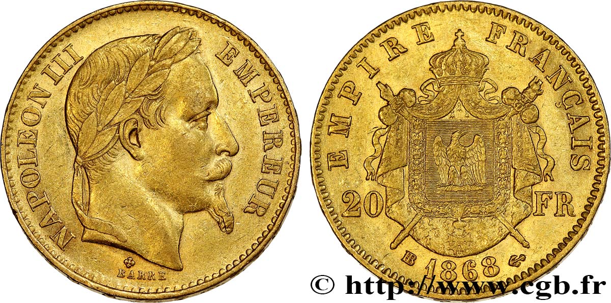 20 francs or Napoléon III, tête laurée 1868 Strasbourg F.532/19 BB48 