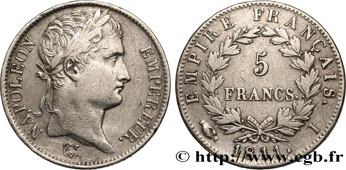 5 francs Napoléon Empereur, Empire français 1811 Limoges F.307/32 q.BB 