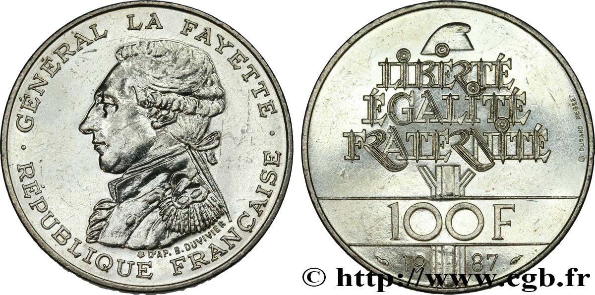 100 francs Égalité - La Fayette 1987  F.455/2 TTB+ 