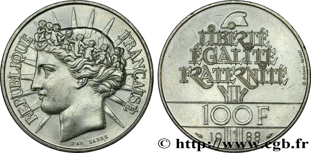 100 francs Fraternité 1988  F.456/2 TTB+ 