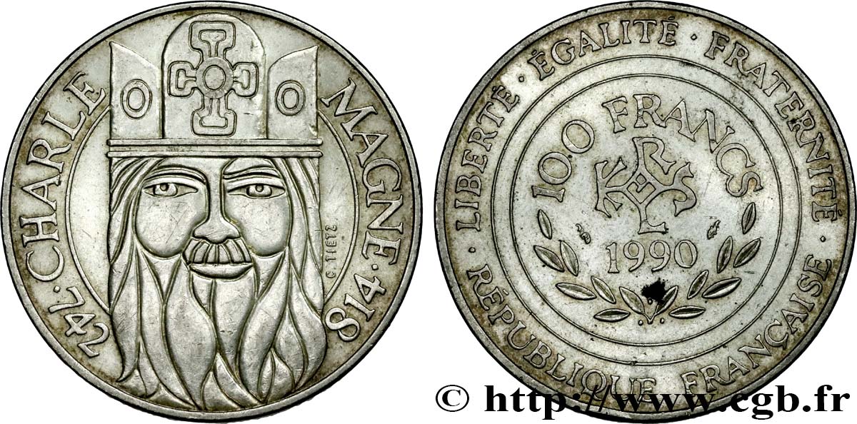 100 francs Charlemagne 1990  F.458/2 TTB 