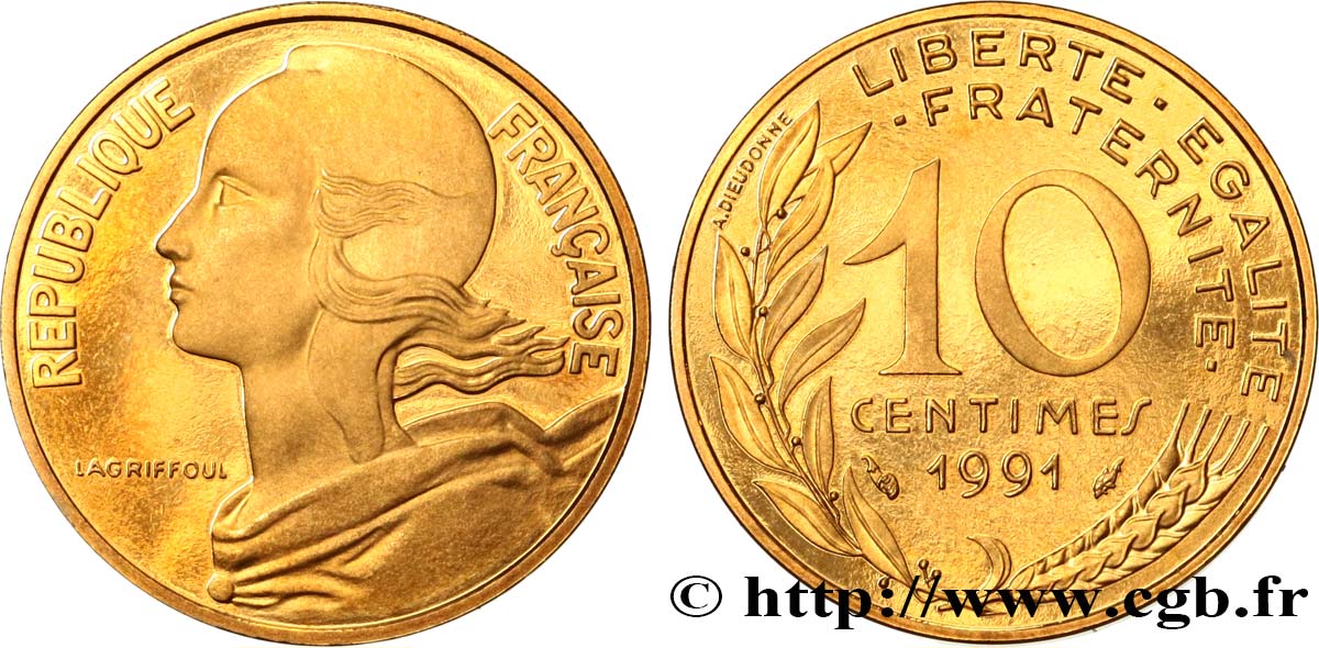 10 centimes Marianne, BE (Belle Épreuve) 1991 Pessac F.144/31 var. SPL 