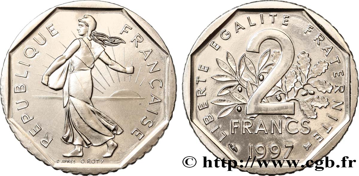 2 francs Semeuse, nickel, BU (Brillant Universel) 1997 Pessac F.272/25 MS 