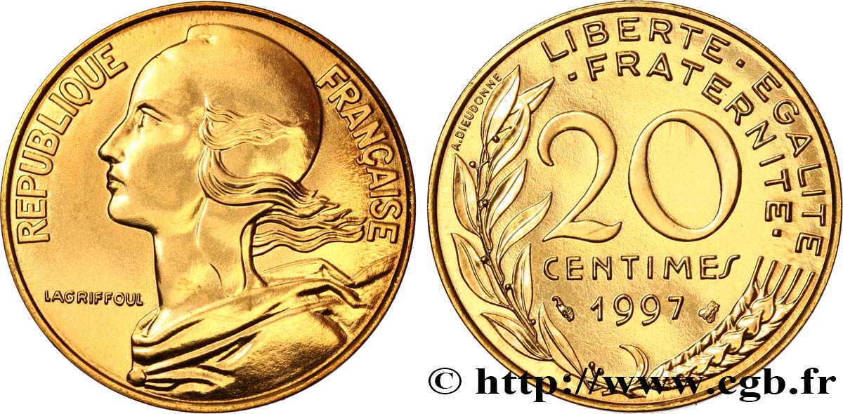 20 centimes Marianne, BU (Brillant Universel) 1997 Pessac F.156/41 ST 