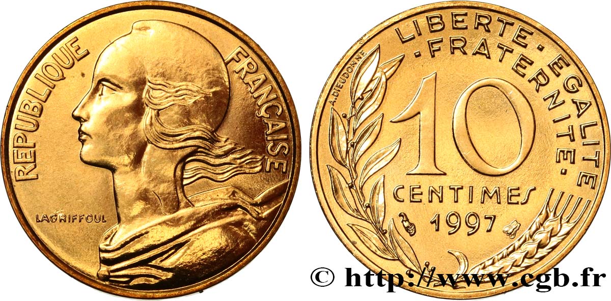 10 centimes Marianne, BU (Brillant Universel) 1997 Pessac F.144/41 MS 