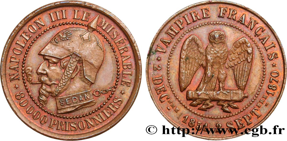 Médaille satirique Cu 27, type A “Éclairs et cigarette” 1870  Schw.A1b  VZ 