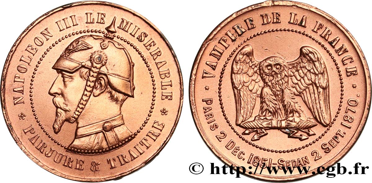 Copie de Médaille satirique Sn 32, type C “Chouette monétaire” 1870  Schw.C3b var. SPL 