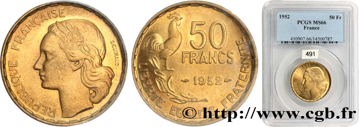 50 francs Guiraud 1952  F.425/8 ST66 PCGS